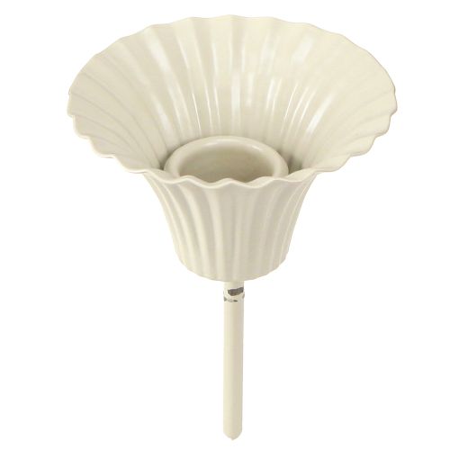 Floristik24 Konisk lysestake med stilk grå metall Ø7,5 cm H10,5 cm 2 stk