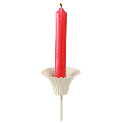 Floristik24 Konisk lysestake med stilk grå metall Ø7,5 cm H10,5 cm 2 stk