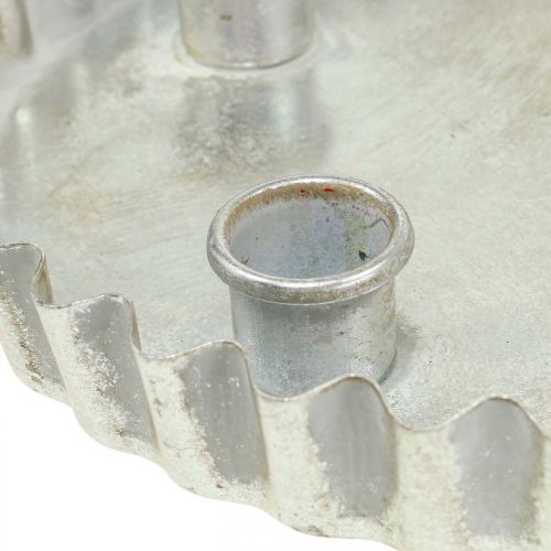 Floristik24 Stave lysestake plate lysestake sølv 4 flammer Ø22cm