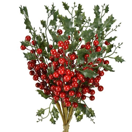 Floristik24 Kunstige julebærgrener av kristtorn, Ilex 45 cm, 6 stk.