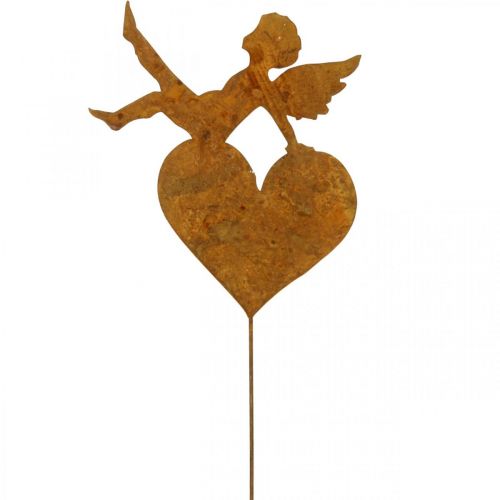 Hagestake juleengel hjerte patina dekorasjon 14,5cm