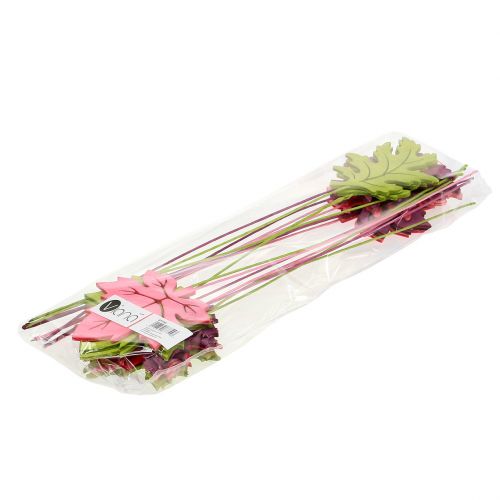 Floristik24 Dekorativt pluggblad rosa, grønt, bordeaux 8cm 18 stk