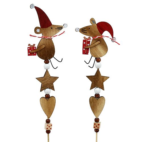 Floristik24 Plugg med mus naturlig, rød L30cm 8stk