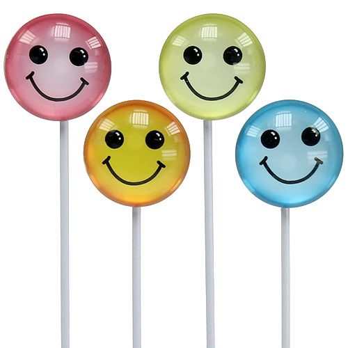 Floristik24 Deco emoticon på pinne assorterte farger 3,5cm 8stk