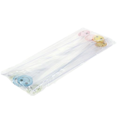 Floristik24 Deco emoticon på pinne assorterte farger 3,5cm 8stk