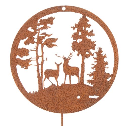 Hagepike, rustfarget, rund, hjortesilhuett, skogdekorasjon, 53 cm, 2 stk. | Floristik24.no