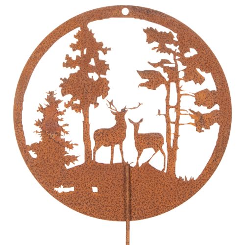 Hagepike, rustfarget, rund, hjortesilhuett, skogdekorasjon, 53 cm, 2 stk. | Floristik24.no