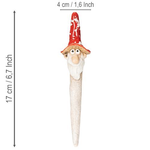 Dvergfigur til å stikke, med langt skjegg og sopphatt, dekorasjon, 17 cm, 2 stk. | Floristik24.no