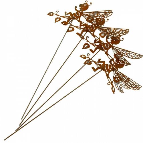 Floristik24 Hageplugg rustbee 34,5 × 14cm hagedekor i metall 4stk