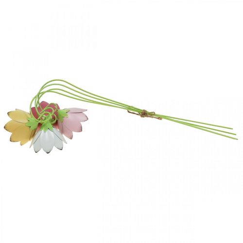 Floristik24 Hage Stakes Metall Dekorative Blomster Farget Seng Stakes L34 4stk