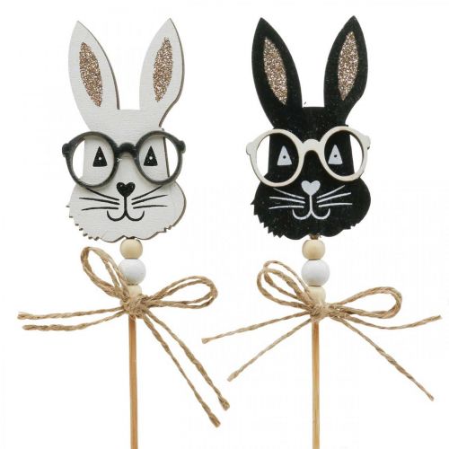 gjenstander Blomsterplugg kanin med briller treglitter 4×7,5cm 12stk