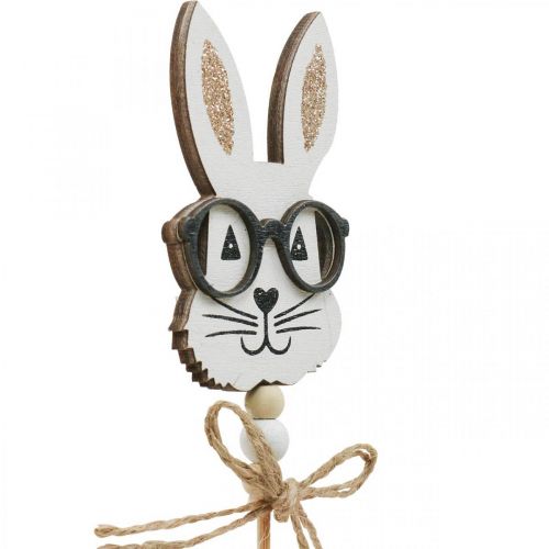 gjenstander Blomsterplugg kanin med briller treglitter 4×7,5cm 12stk