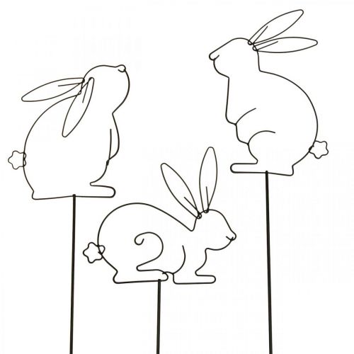 Floristik24 Hagestaker Metall Kanin Svart Sengestaker 9,5–11cm 6stk