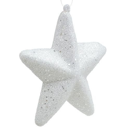 gjenstander Stjernhvit med glitter 11,5 cm