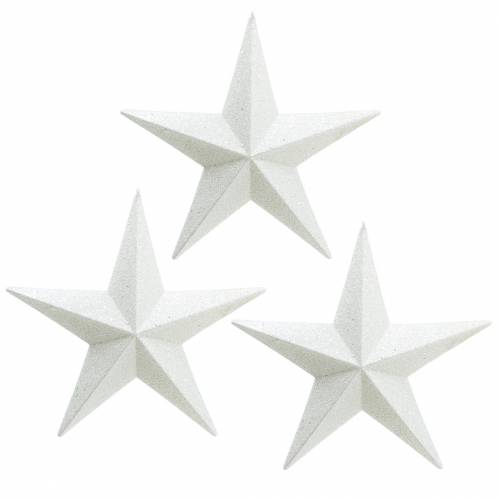 Floristik24 Glitterstjerner til oppheng hvit Ø21cm 3stk