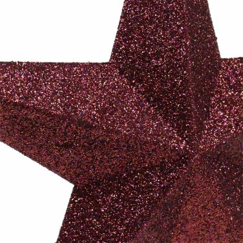 gjenstander Dekoroppheng glitterstjerne burgunder 21cm 2stk