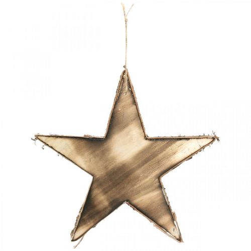 Floristik24 Juletredekorasjoner wood star nature, flammet H25cm