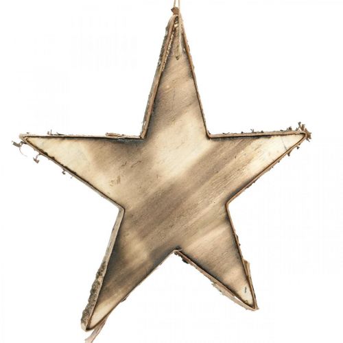 Floristik24 Juletredekorasjoner wood star nature, flammet H25cm