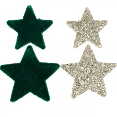Stjernestrøssel blander grønt og gull jul 4cm/5cm 40p