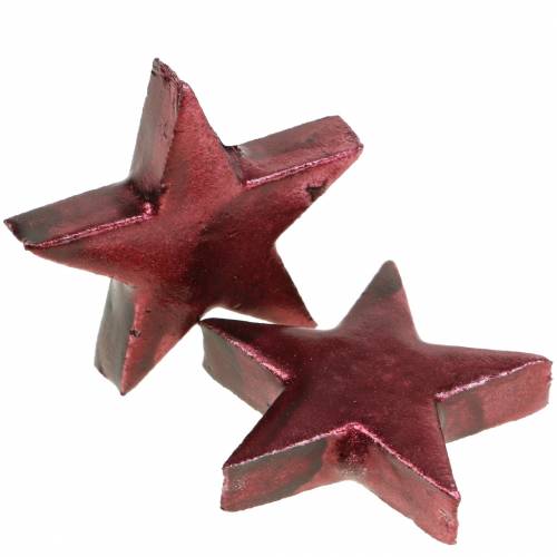 gjenstander Deco stjerner mørkerød 4cm 12stk