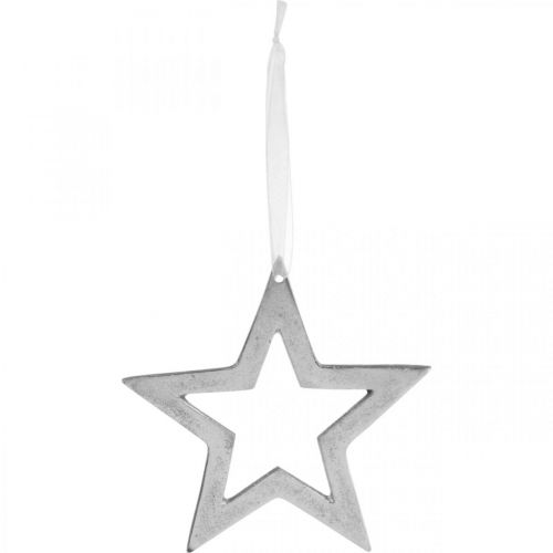 Floristik24 Stjerne for hengende sølv aluminium julepynt 15,5 × 15 cm