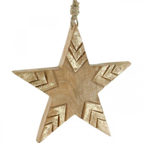 gjenstander Stjernemango tre natur, gyllentre stjerne Jul 19,5cm 3stk