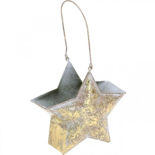 Dekorativt stjernemetall for oppheng og dekorering Gylden Ø13cm