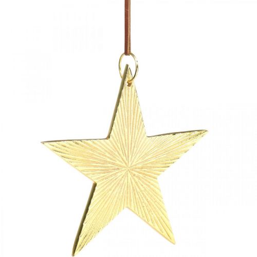 gjenstander Gullstjerne, adventsdekorasjon, pynteanheng til jul 12×13cm 2stk