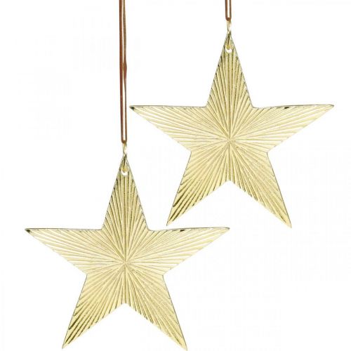 gjenstander Gullstjerne, adventsdekorasjon, pynteanheng til jul 12×13cm 2stk