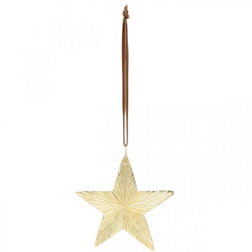 Floristik24 Stjerner å henge, metallpynt, juletrepynt gull 9,5 × 9,5cm 3 stk