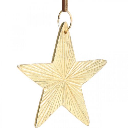 Floristik24 Stjerner å henge, metallpynt, juletrepynt gull 9,5 × 9,5cm 3 stk