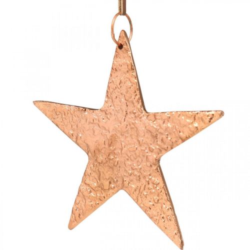 gjenstander Dekorativ stjerne til å henge, adventsdekorasjon, metallpendler kobberfarget 12 × 13cm 3stk