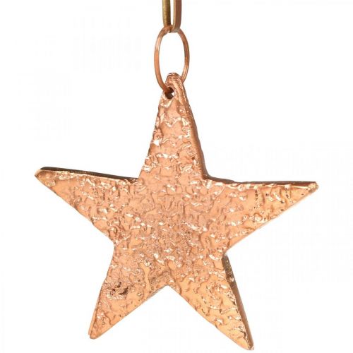 gjenstander Kobberstjerne å henge, dekorasjon av juletre, anheng i metall 8 × 9cm 2 stk