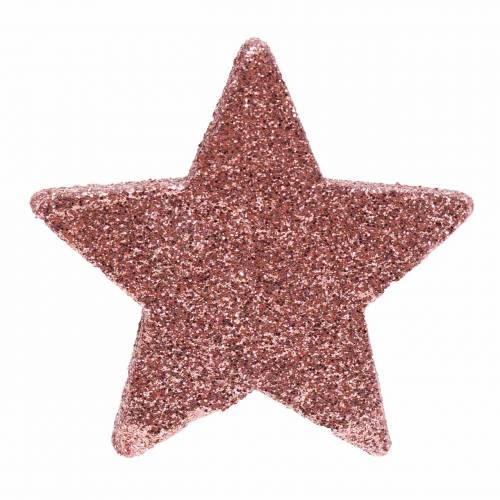 Floristik24 Stjerne med glitter dryss dekorasjon 6,5 cm rosa 36 stk