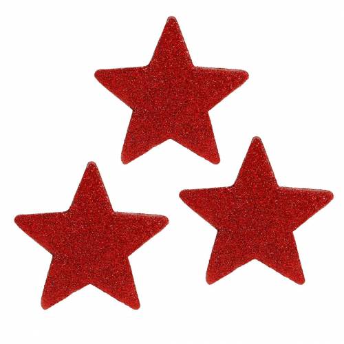 Floristik24 Dekorasjon for å sprede stjerne med glitter 6,5 cm rød 36 stk