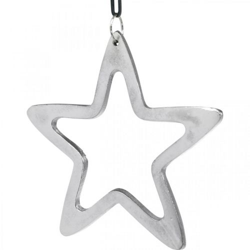 gjenstander Metallstjerne til å henge, adventsdekorasjon, juleanheng sølv 14 × 14cm