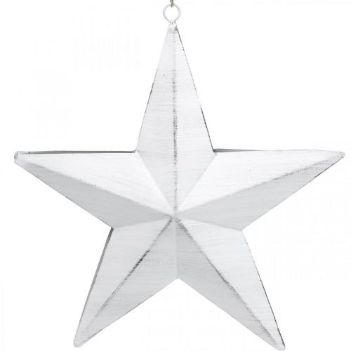 Stjerne å henge, juletrepynt, metallpynt hvit 19,5 × 18,5 cm | Floristik24.no