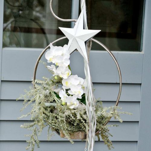 Stjerne å henge, juletrepynt, metallpynt hvit 19,5 × 18,5 cm | Floristik24.no