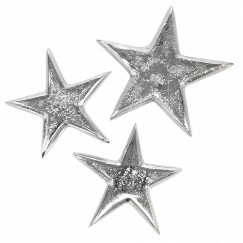 Floristik24 Stjerner laget av metallsølv 8,6 × 8,2 cm / 6,9 × 6,7 cm 8 stk