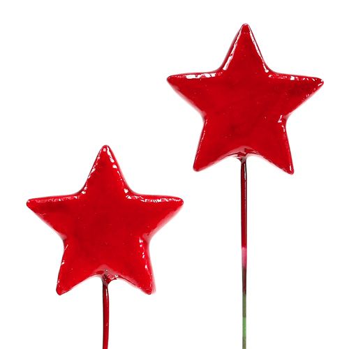 Stjerner på wire for å dekorere 5 cm røde 48 stk