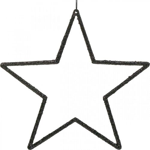 gjenstander Julepynt stjerneheng svart glitter 17,5cm 9stk