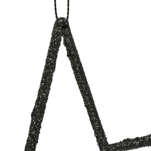 gjenstander Julepynt stjerneheng svart glitter 17,5cm 9stk