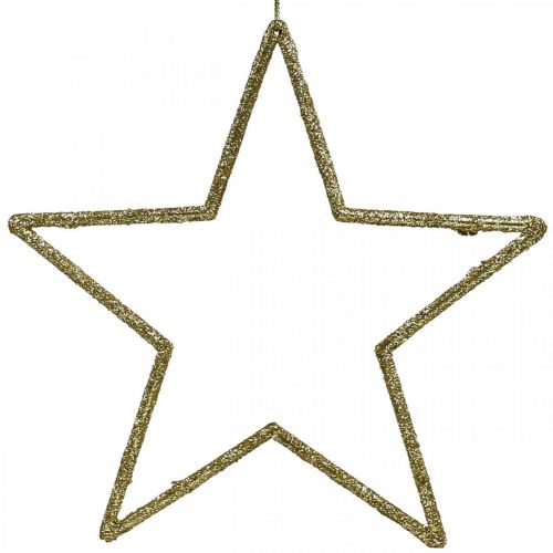 gjenstander Julepynt stjerneheng gylden glitter 17,5cm 9stk
