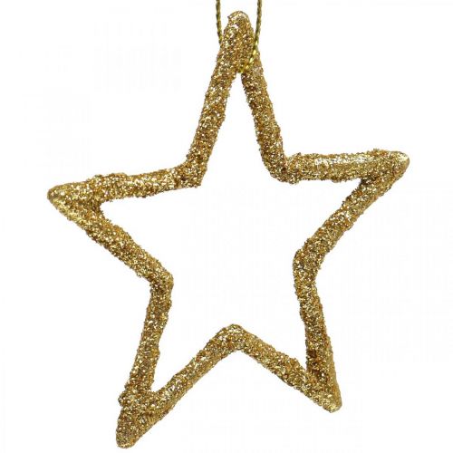 gjenstander Julepynt stjerneheng gylden glitter 7,5cm 40p