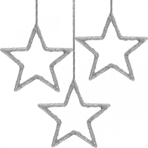 gjenstander Julepynt stjerneanheng sølv glitter 7,5cm 40p