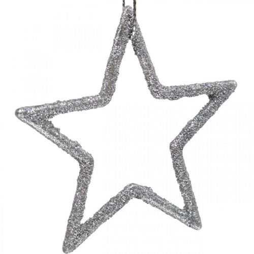 gjenstander Julepynt stjerneanheng sølv glitter 7,5cm 40p