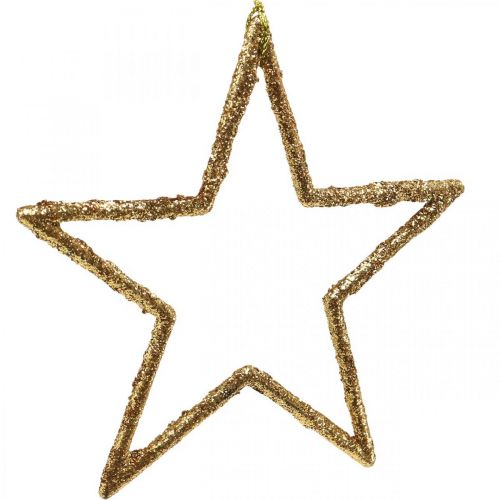 gjenstander Glitterstjerner, adventspynt, stjernepynt til å henge, julepynt gylden 11,5 × 12cm 12stk