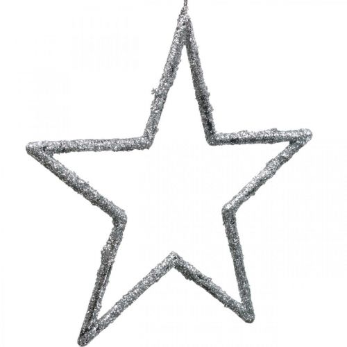 gjenstander Stjerne å henge, juletrepynt, dekorasjonsstjerne sølv 11,5 × 12cm 12stk