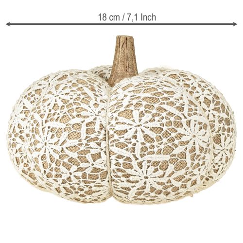 gjenstander Stoff gresskardekorasjon jute blonder hvit/beige vintage dekorasjon Ø18cm