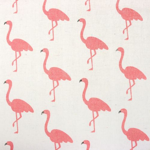 gjenstander Dekorativt stoff flamingo hvit-rosa 30cm x 3m